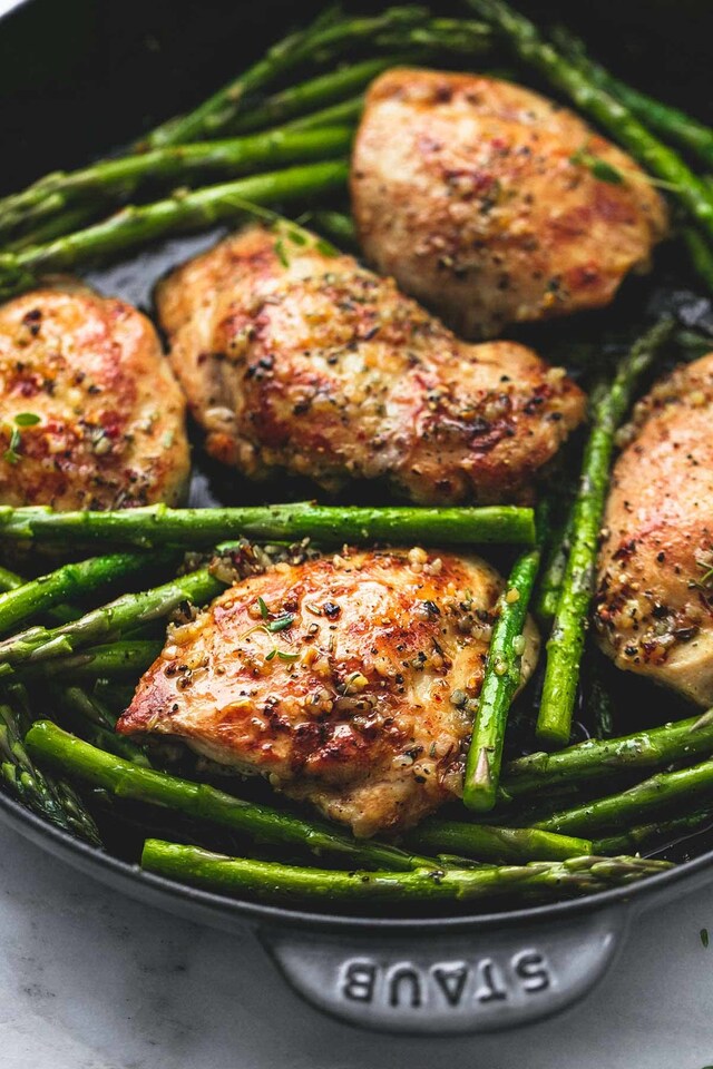 One Pan Garlic Herb Chicken and Asparagus