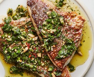 Broiled Red Snapper with Za'atar Salsa Verde