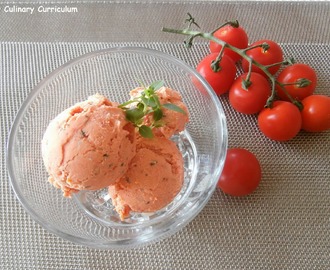 Glace aux tomates confites, chèvre frais et basilic sans sorbetière - Yummy Day Givré (Ice candied tomato, goat cheese and basil without ice cream maker)