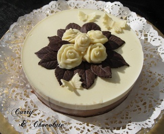 Tarta de chocolate blanco y café capuccino al caramelo (sin horno)