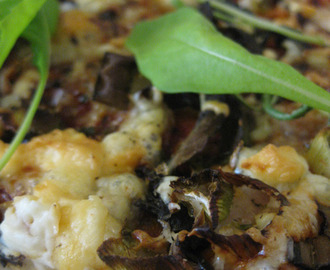 Sieni-mozzarellapizza kuivatuista suppilovahveroista