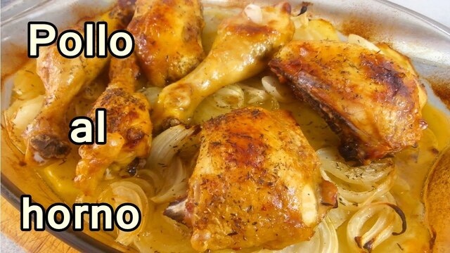 receta POLLO AL HORNO CON PAPAS Y CEBOLLA - recetas de cocina faciles rapidas y economicas