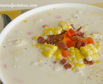 Fresh Corn Chowder with Chicken and Roasted Red Pepper