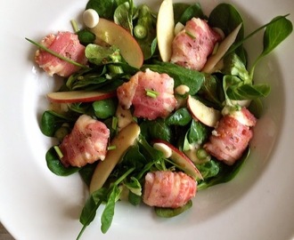 Recept - Salade geitenkaas in spekjasje met appel en mosterdvinaigrette