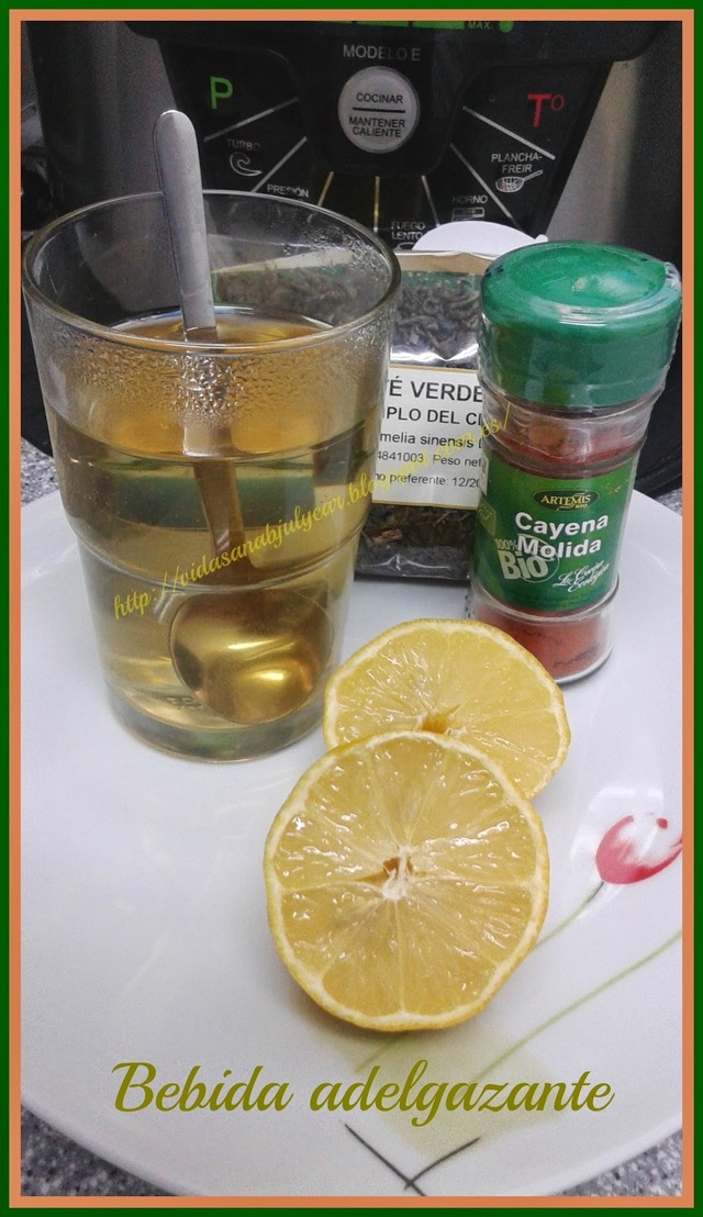 Bebida adelgazante de Té verde, cayena y limón