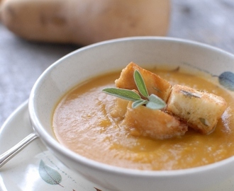 Roasted Butternut Squash Soup with Parmesan Sage Croutons