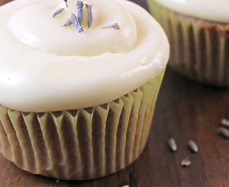 Almond Lavender Cupcakes with Honey Cream Cheese Frosting