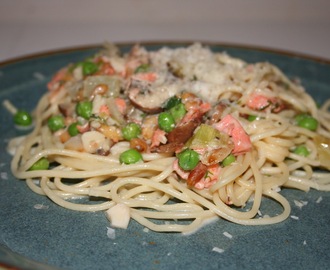Pasta with Smoked Salmon in a Light Cream Sauce