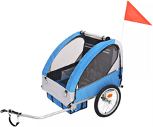 vidaXL cykelanhænger til børn grå og blå 30 kg