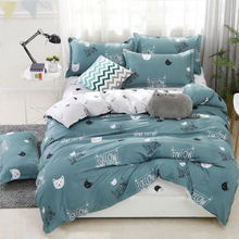 4Pcs Sommer Kühlung Gewaschen Polyester Baumwolle Bettwäsche-Sets Gesteppte Bettbezug Decke