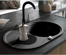 vidaXL køkkenvask enkelt vask oval granit sort