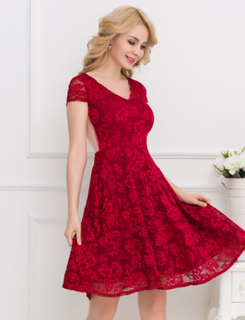 Flower Embroidered Maroon Dress