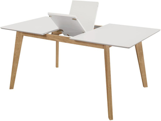 Bjørk - Spisebord med butterfly udtræk 140/180 cm - Hvid/træ