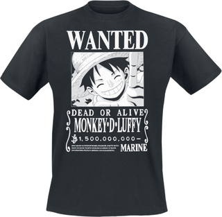 One Piece - Wanted Luffy -T-skjorte - svart