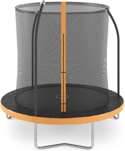 Studsmatta med säkerhetsnät - svart/orange - 245 cm