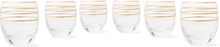Set Of Six Gold-detailed Crystal Tumbler Glasses - Clear