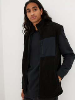 Selected Homme Slhregted Fleece Waistcoat Jakker Black No /Homme Print At Chest