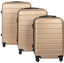 Kufferter - Sæt med 3 stk. - Eksklusivt hardcase kuffertsæt udsalg - Guldfarvet med striber