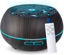 550ml Ultrasonic Air Humidifier with Blue Speaker Wood Grain Essential Oil Aroma Diffuser LED Light Remote Control