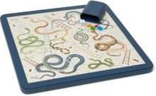 Leather Snakes And Ladders Set - Navy