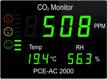 CO2-måler PCE Instruments PCE-AC 2000 Temperatur, Luftfugtighed, CO2