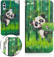 Huawei P Smart 2019 Lommeboketui Med Mønster Og Lysspotter - Panda Med Bambus