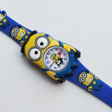 2019 New Despicable Me Little yellow man Watches for Children Kids Watch Leather Quartz Wristwatches baby boy Girl Student Clock