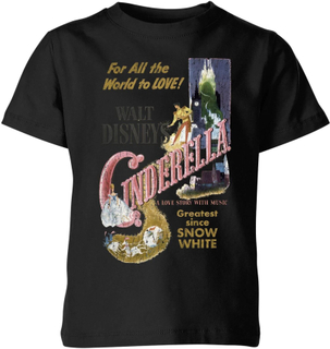 Disney Disney Princess Cinderella Retro Poster Kids' T-Shirt - Black - 7-8 Years - Black