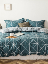 3/4 Stk. Quadratisches geometrisches Muster AB-seitiges Bettwäscheset aus Aloe-Baumwolle Bequeme Stoffe Bettbezug Kissenbezug