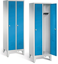 Garderobenschrank mit Füßen in blau, Zylinderschloss, 2 Türen
