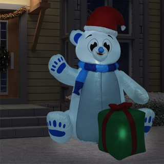 Oppustelig isbjørn m. LED-lys 2,4 m juledekoration inde/ude