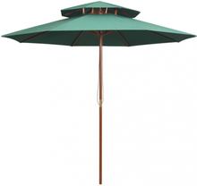 Parasoll med lufteluke - 270x270 cm trestang grønn