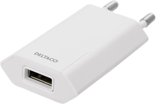 Deltaco 5V/1A 5W Vægoplader m. USB-A - Hvid