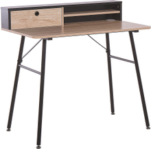 Työpöytä puinen mustilla jaloilla 90 x 50 cm laatikko ja hylly perinteinen tyyli