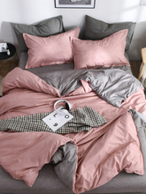 4Pcs INS Minimalistische Gitterbettwäsche-Sets Steppdecke Bettbezug Blatt Kissenbezüge Königin King Größe