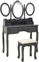 vidaXL Sminkbord med pall och 3 speglar grå