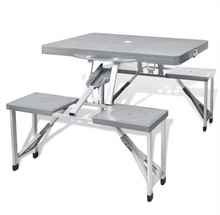 vidaXL Foldbart campingbordsæt med 4 taburetter i aluminium, ekstra let, grå