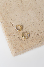Real Gold Plated Rhinestone Hoop Earrings