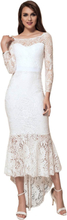 Elegant Lace Hi-low White Evening Dress