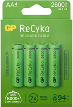 GP Batterier GP ReCyko AA-batteries 2600mAh 4-pack Batteri Grønn OneSize