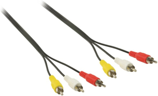AV-kabel / RCA Kabel / Komposit kabel. Sort. 1 m.