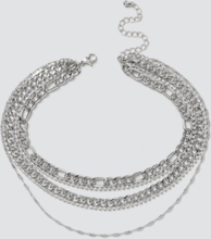 Rhodium Mixed Chain Layered Necklace