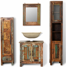 Kabinettskapsett av gjenvunnet tre med 1 speil og 2 sideskap