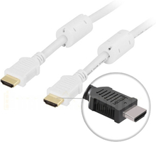 HDMI-kabel High Speed Ethernet, 19-pin ha-ha, 3D, returlyd, hvit, 0,5m