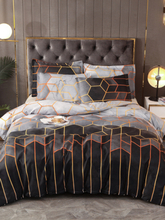 2 / 3Pcs Geometric Bedding Set Weiß Schwarz Golden Bettbezug Sets Polyester Bettbezug Kissenbezug Queen King Größe