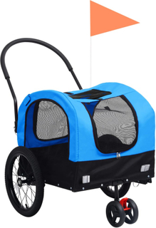 vidaXL 2-i-1-Cykelvagn för husdjur och joggingvagn blå och svart