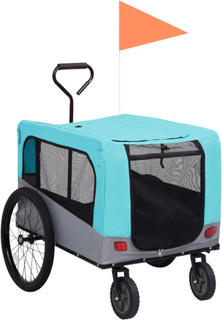 vidaXL 2-i-1-Cykelvagn för husdjur och joggingvagn blå och grå