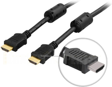 HDMI-kabel High Speed Ethernet, 19-pin ha-ha, 3D, returlyd, svart, 10m