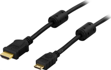 HDMI Type A ha - HDMI Mini ha Type C , gullbelagte kontakter, 2m, svart