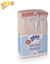 XKKO - Prefolds - 100% Bio-Baumwolle - 6 Stück - versch. Größen - Medium (roter Saum) - 35,5x40,5 cm (5-11 kg)